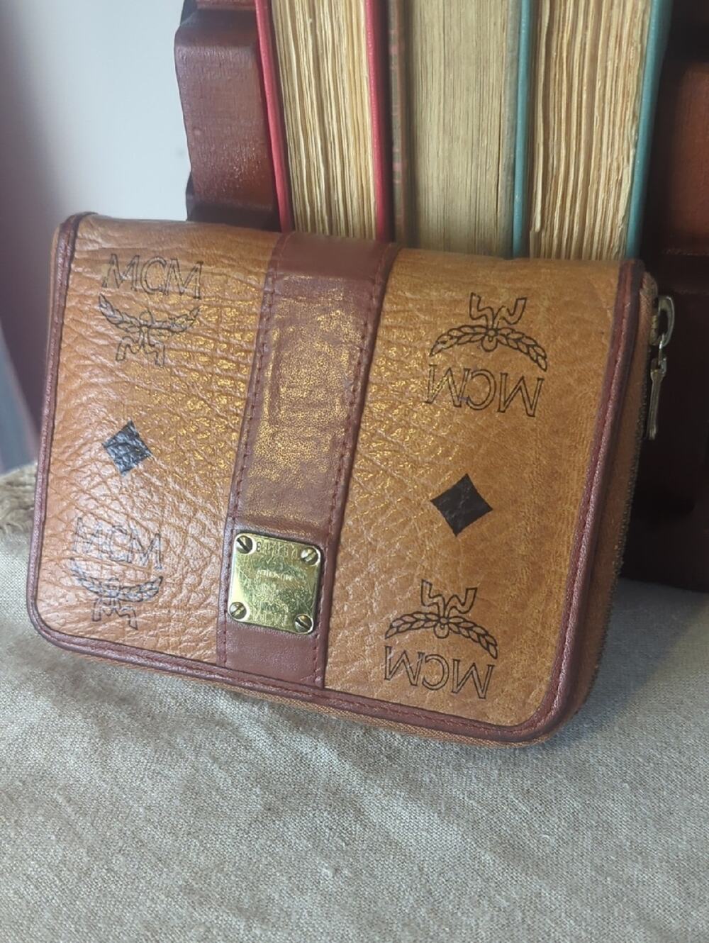Vintage MCM Visetos Wallet Cognac Monogram Made in Germany 80s